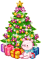 Новогодняя елка с подарками и поросеночком под ней