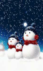  Три снеговичка, падает <b>снег</b> 
