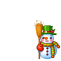  <b>Снеговичок</b> стряхивает снег с метлы 