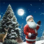  Санта, олень и ёлочка под <b>луной</b> 
