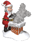 Санта Клаус у трубы, из которой идет дым