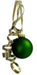 Новогодняя игрушка-шарик зеленый с серпантином