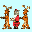 Санта танцует с оленями