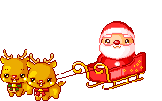 Санта с оленей разбрасывает подарки