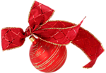 Новогодняя игрушка-шарик красный с красным бантом