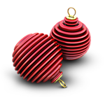 Новогодние игрушки-шарики красные в полосочку