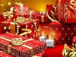 Новогодние подарки, свечи, коробочки