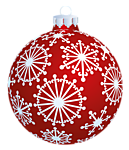 Новогодняя игрушка-шарик красный с белым рисунком