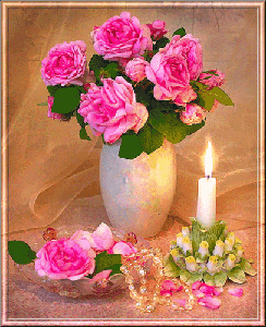 Натюрморт цветы и свеча