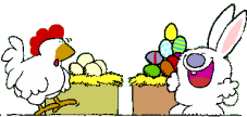 Курочка и зайчик с корзинами яиц