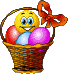 Смайлик в корзине с яйцами