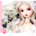 Кукла - невеста в окружении сердечек love