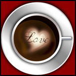  В чашке кофе сердечко с надписью <b>love</b> 