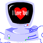 Компьютер, на мониторе i love you! и сердечко