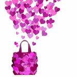 Гламурная розовая сумка в виде сердечек