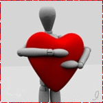 Игрушечный человечек держит <b>красное</b> сердце 