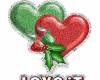 Красное и зеленое сердечки