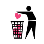 Человек выкидывает сердце в мусорное ведро
