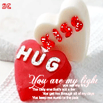 Белое и красное сердца с надписями kiss и hug (you are ny...