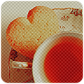 Чашка с чаем и печенье  виде сердца