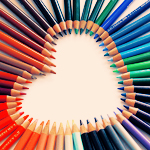 Сердце из цветных карандашей