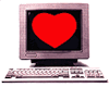 Сердце на мониторе компьютера