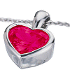 Рубиновое сердце в серебре на цепочке