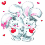 Два зайца с сердцами