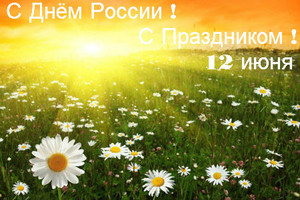  <b>12</b> июня! С днем России. С праздником! Ромашковое поле 