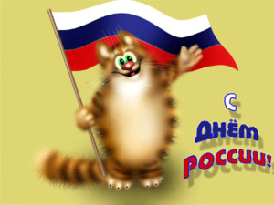  <b>12</b> июня! С днем России. Кот с флагом 