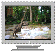 Динозавр в мониторе