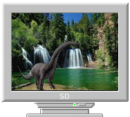 Динозавр у водопада