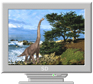 Динозавр на мониторе