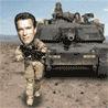 Арнольд шварцнегер убегает от танка, постреливая из автом...