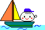 Мальчик в лодке под парусом