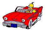 Машина красная управляется Симпсоном