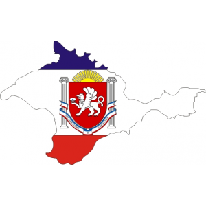 Республика Крым, Герб на фоне Флага Крыма в виде карты