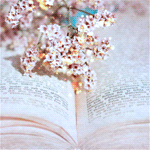  <b>Веточка</b> цветов на раскрытой книге 