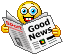 Смайлик читает газету: "Хорошие новости"