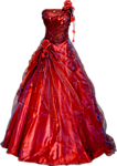 Красное, длинное, украшенное платье