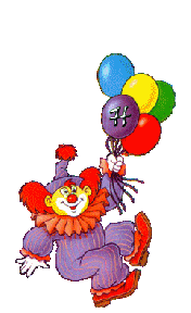 Клоун поднимается на шарах