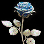 Брошь в виде голубой розы