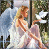 Ангел держит на ладони голубя