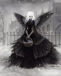 Черный ангел с корзинкой в руках