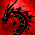  Рисунок черного дракона на <b>красном</b> фоне 