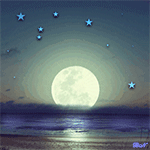  Переливающиеся морские волны на фоне <b>луны</b> и звезд 