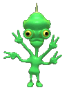 Инопланетянин зеленый с четырьмя руками