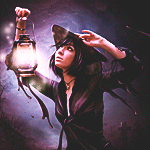 Ведьмочка с фонарем в руке
