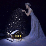 Снежная королева посыпает дом снегом