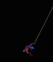 Человек-паук  бросает паутину